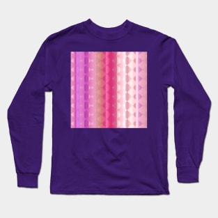 Trendy Pink Brown and Purple Diamond Gradient Pattern Abstract Long Sleeve T-Shirt